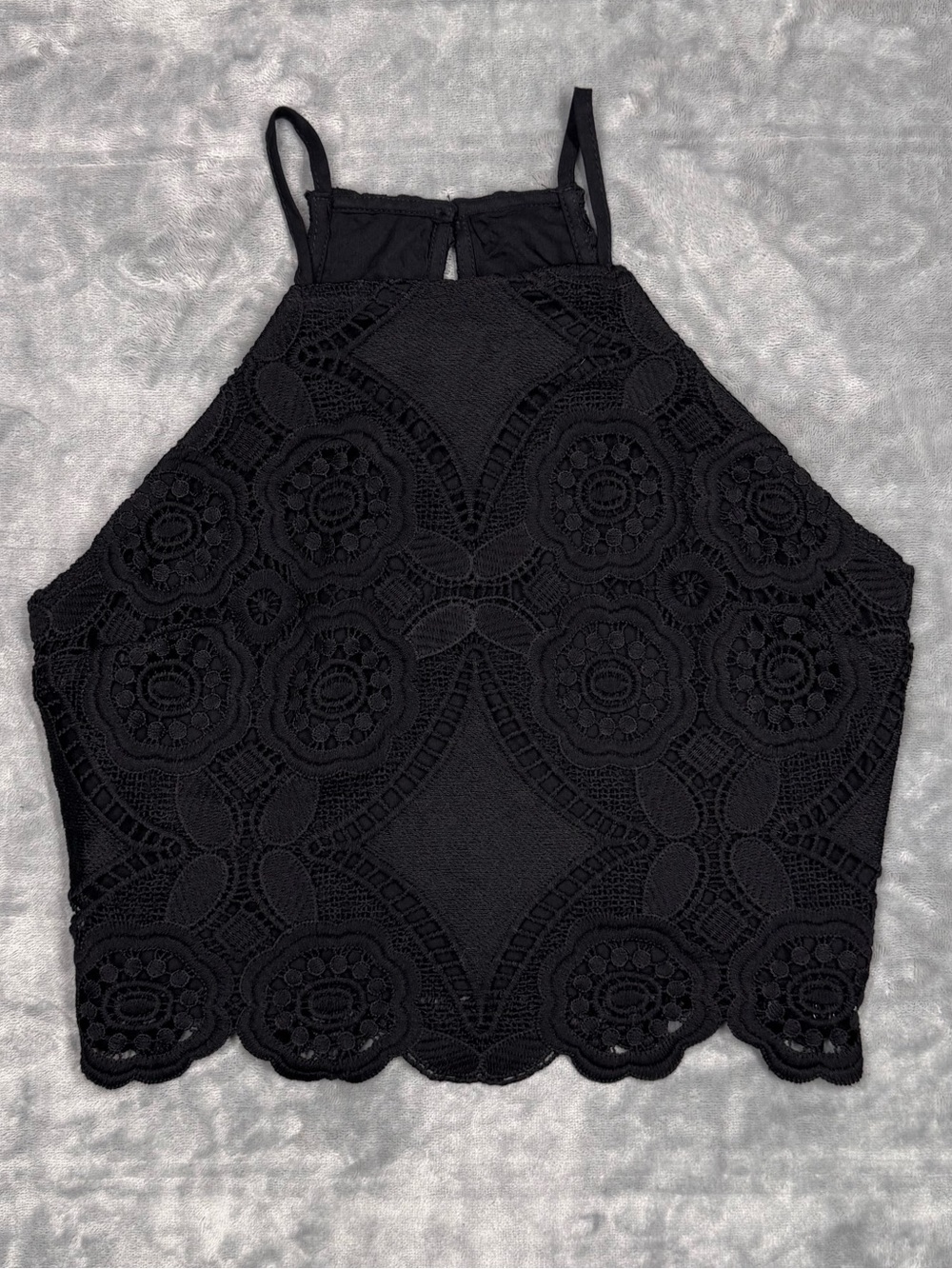 Abercrombie‎ & Fitch Black Crochet Halter Crop Top